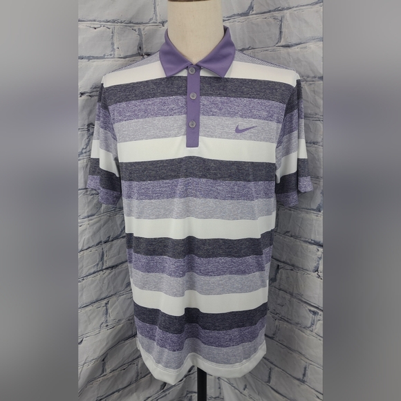 Nike Other - NWOT Nike Dri-Fit Men's Tour Performance Golf Polo Shirt Purple Striped Medium